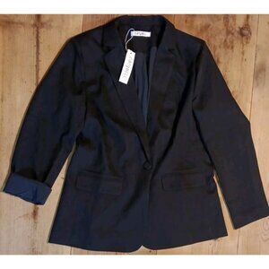 Cicy Bell Womens L Blazer Jacket Button Closure Black Office Career Business NWT
